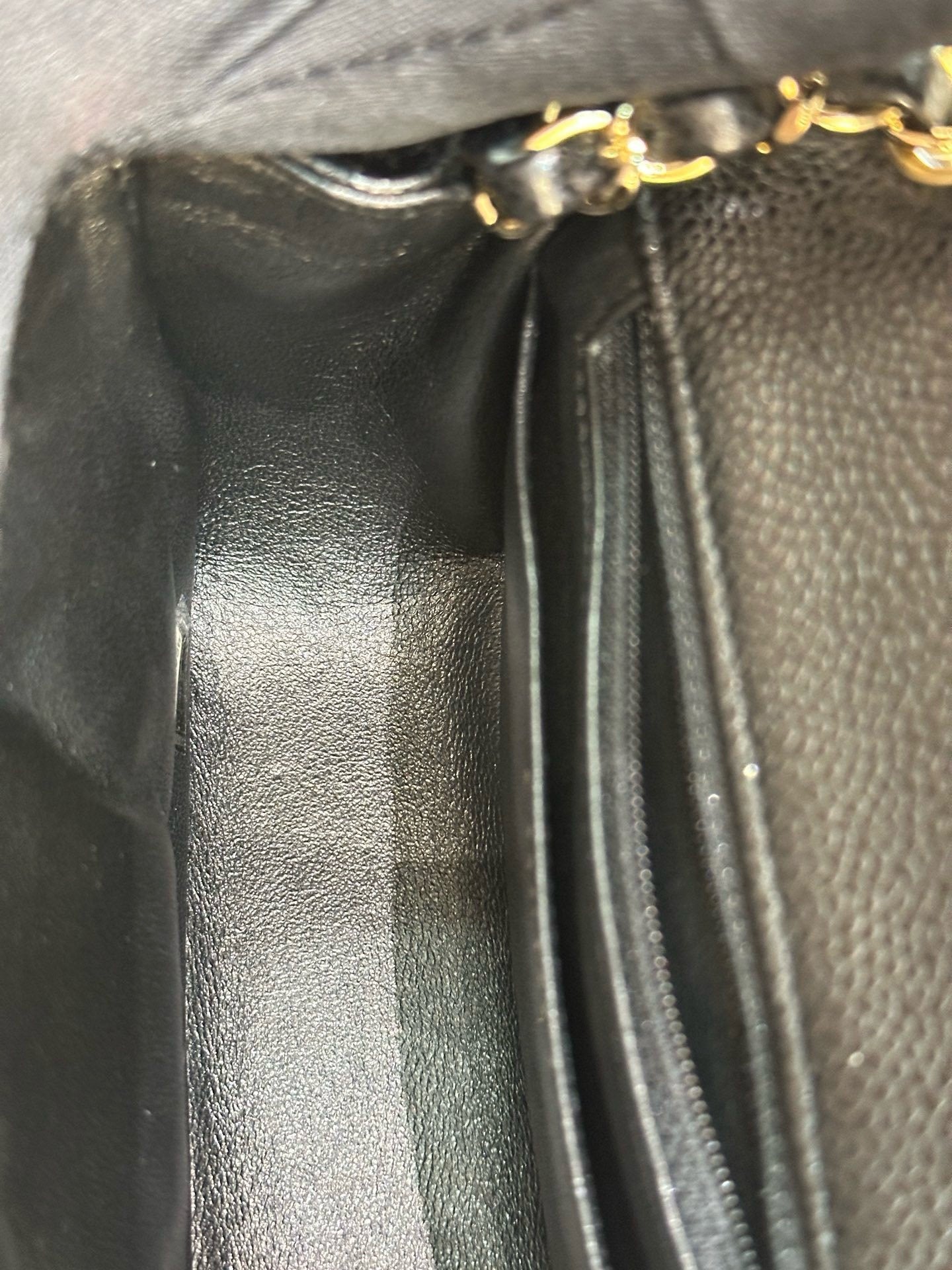 Chanel Mini Square Caviar Flap Bag Black GHW 25 holo card (Chain short than usual)