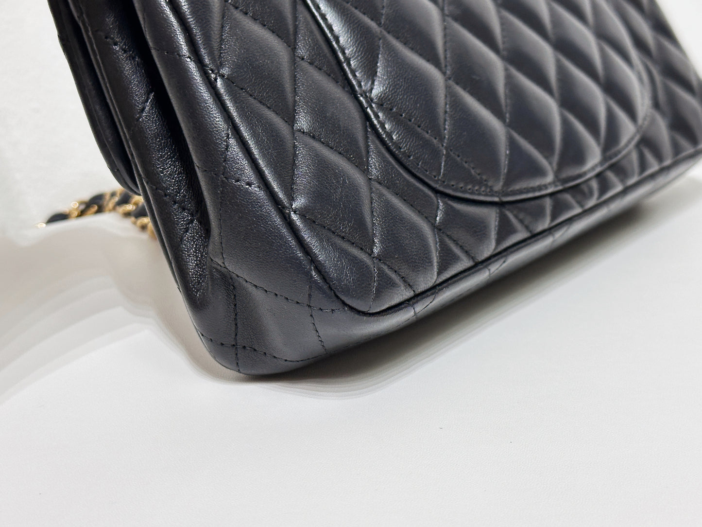 Chanel Lambskin East West Flap Bag Black GHW 1411 holo card