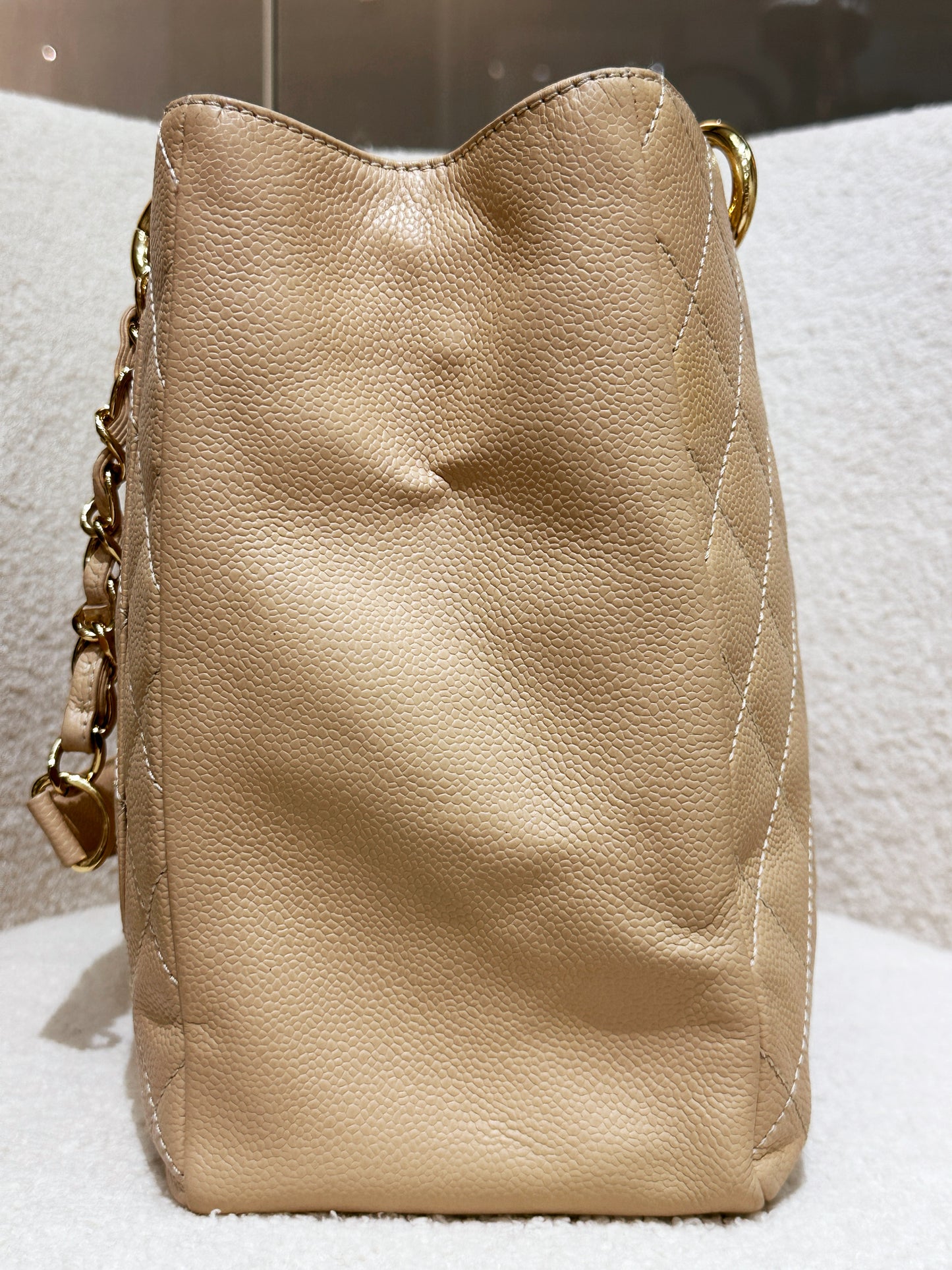 Chanel Caviar Grand Shopping Tote GST Beige GHW 1700 holo card
