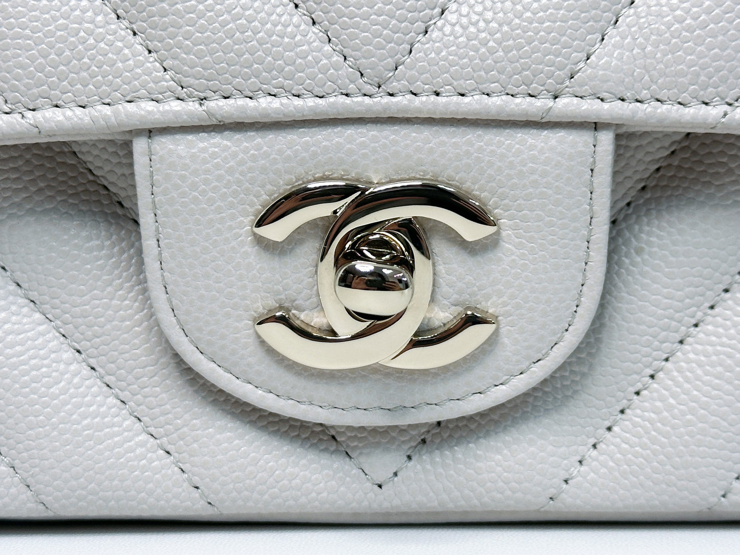 Chanel Mini Rectangle Chevron Blush Hue Light Beige Flap Bag LGHW
