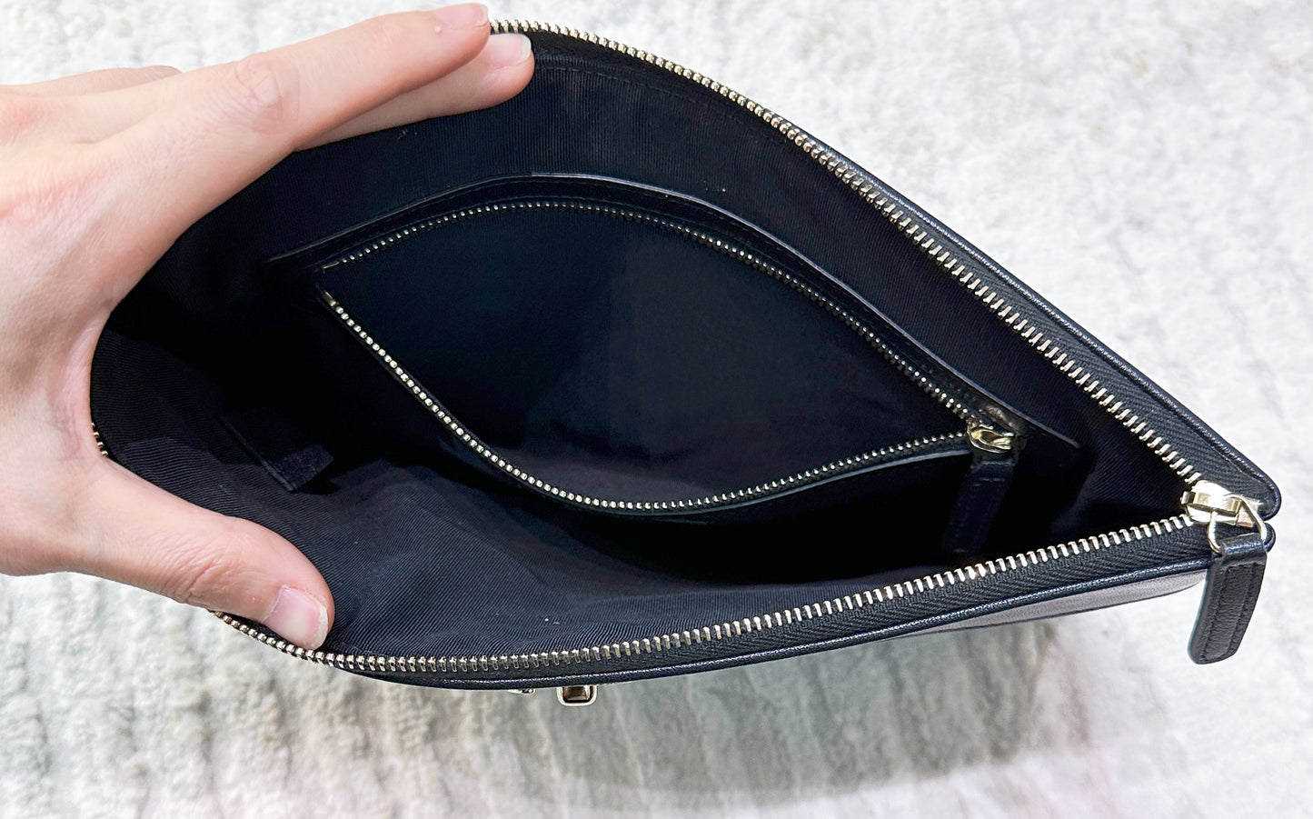 Chanel Leather Clutch Black Gold Accessories