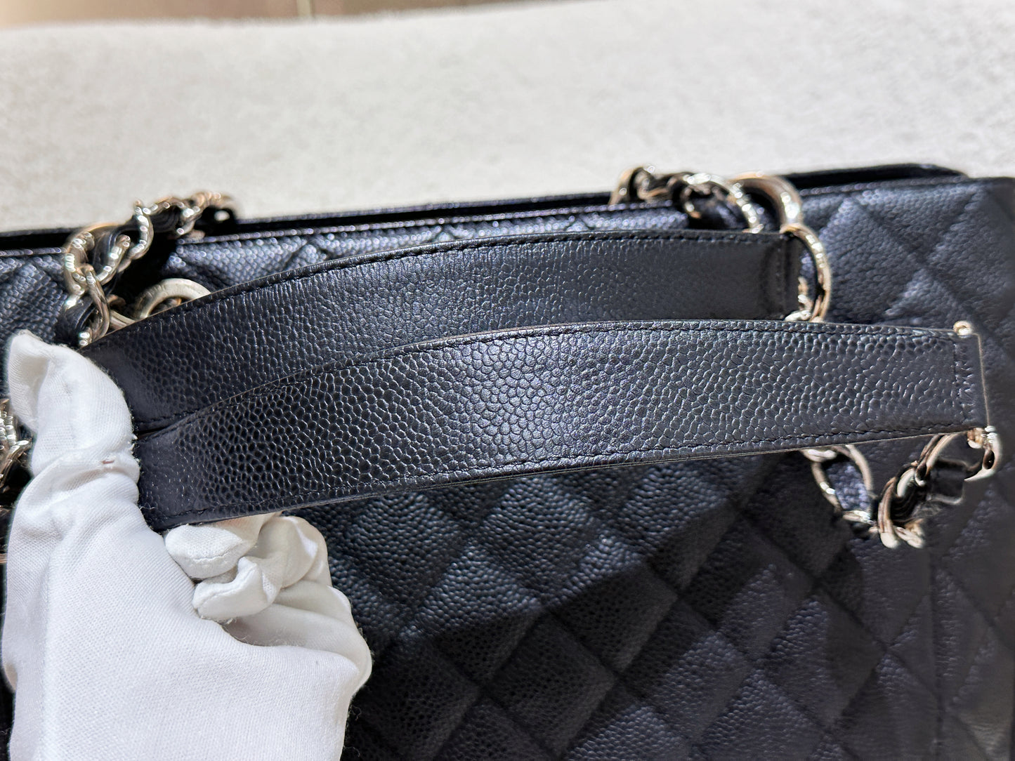 Chanel Caviar Grand Shopping Tote GST Black SHW 1594 holo card
