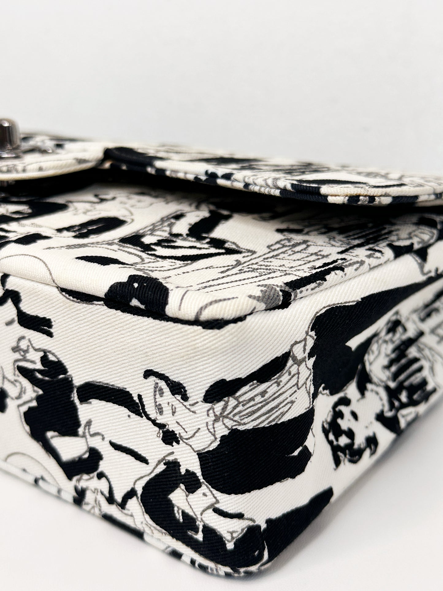 Chanel Canvas Coco Icons Medium Double Flap Bag Black White 827 holo card