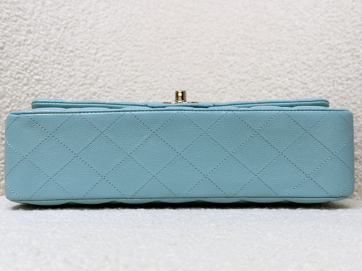 Chanel Classic Flap Medium 20C Tiffany Blue Caviar Light Gold Hardware 294 holo card