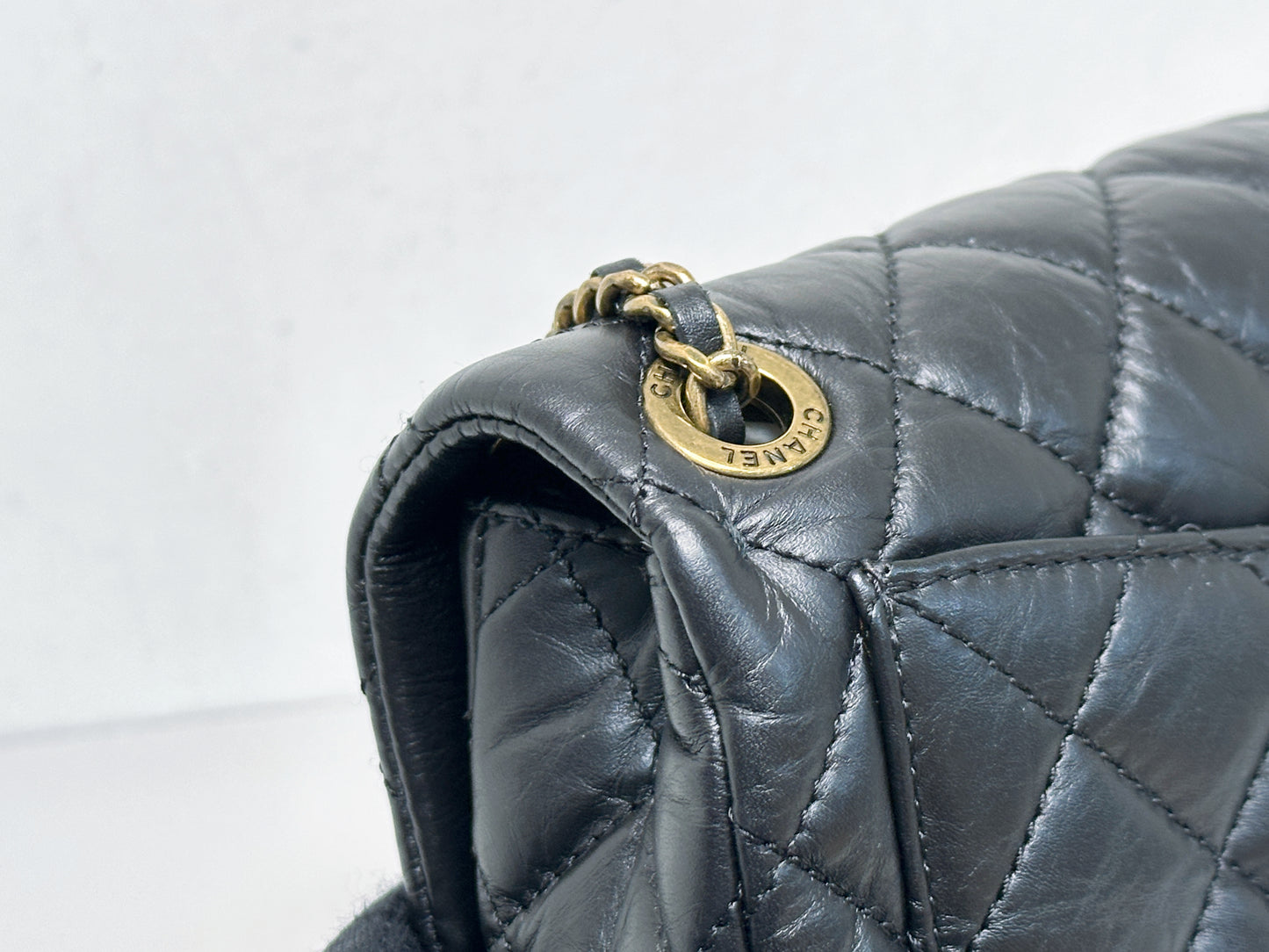 Chanel Mini Limited Edition Aged Calfskin Quilted Medallion Flap Black GHW 2063 holo card