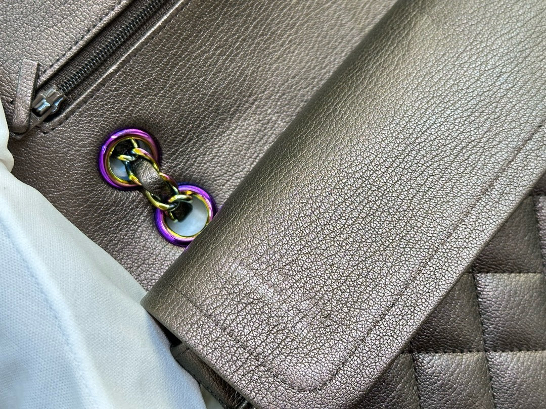 CHANEL Classic Bronze Double Flap Iridescent Hardware