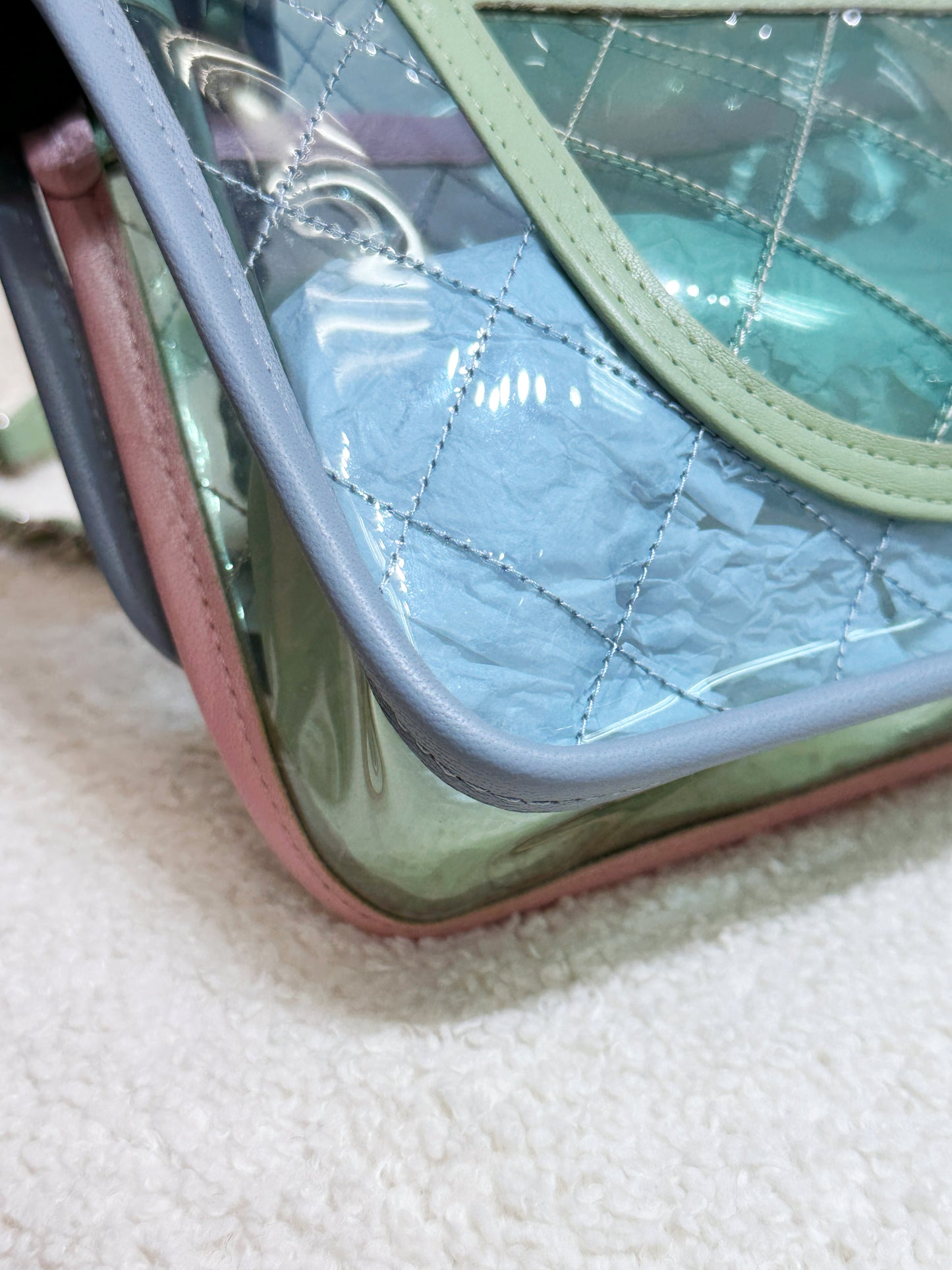 Chanel Coco Splash PVC Medium Flap Bag Blue/Green/Pink 2562 holo