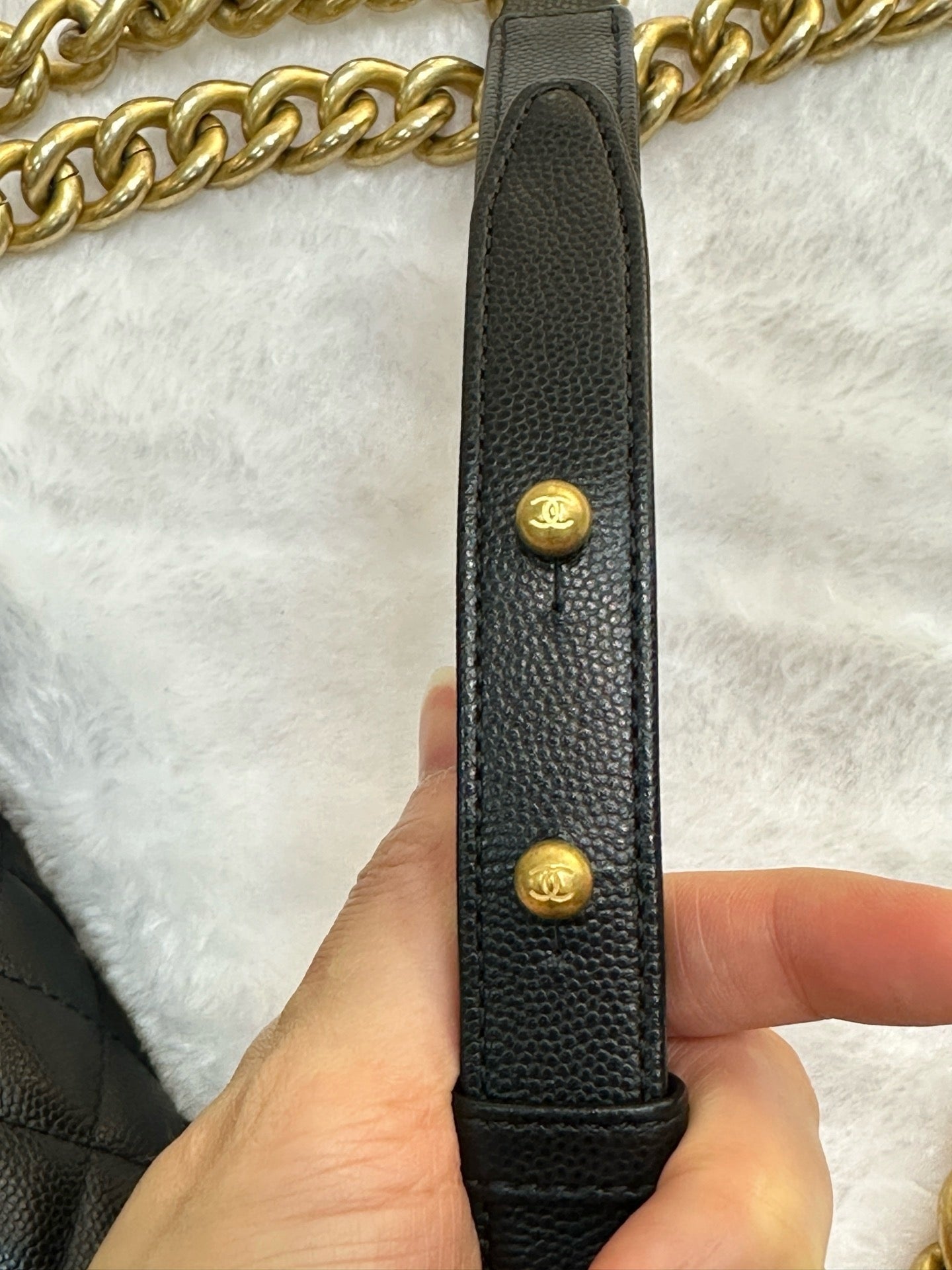 Chanel Medium Caviar LeBoy Bag Black GHW 27 holo card