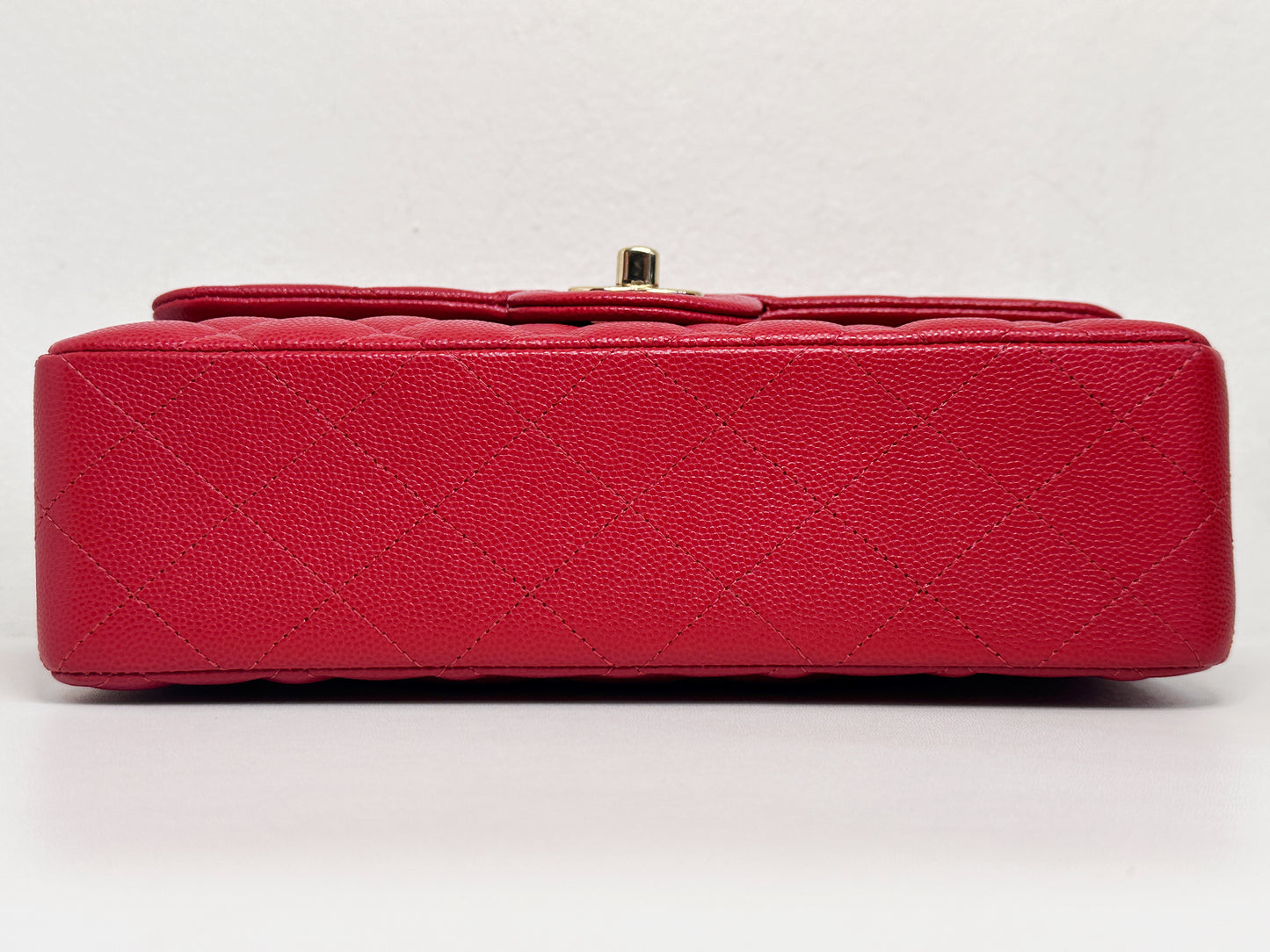 Chanel 19B Small Quilted Caviar Classic Double Flap Bag Red 2851 holo card