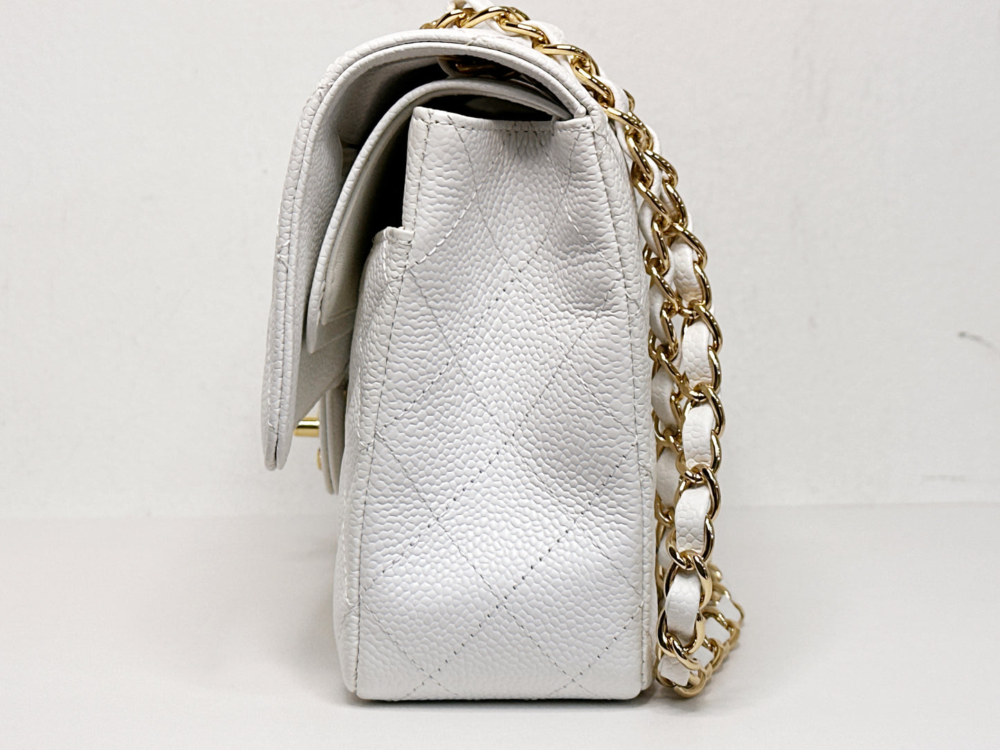 Chanel White Caviar Medium Classic Double Flap Bag 1350 holo card
