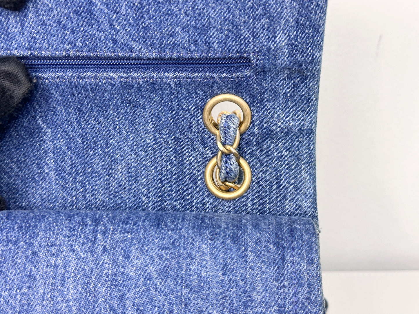 Chanel Pink, Silver, and Gold Tweed and Denim Medium Classic Double Flap Gold Hardware, 2016