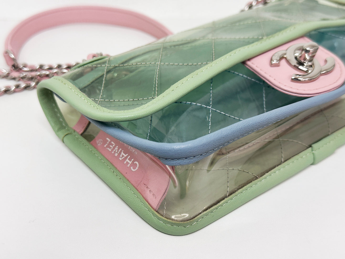 Chanel Coco Splash PVC Mini Flap Bag Green/Blue/Pink 2569 holo