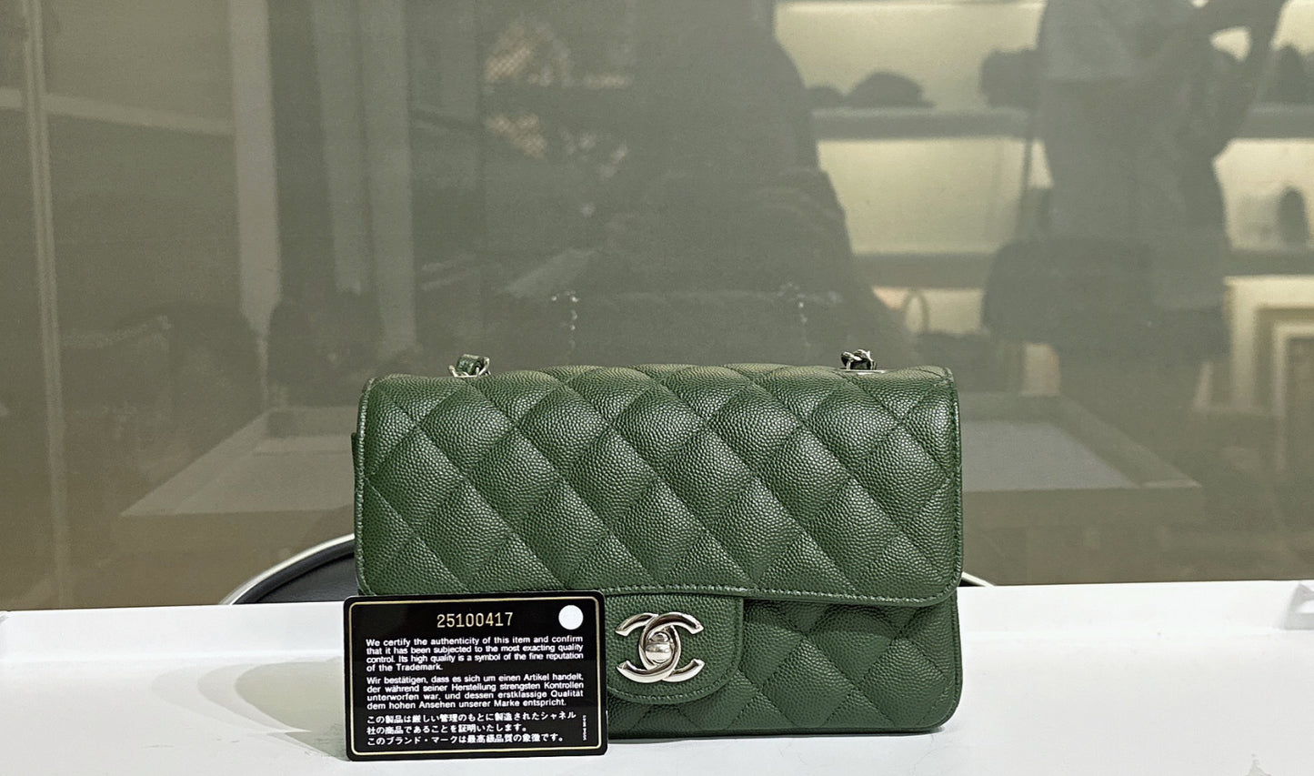 Chanel Mini Rectangular Classic Flap Bag Green