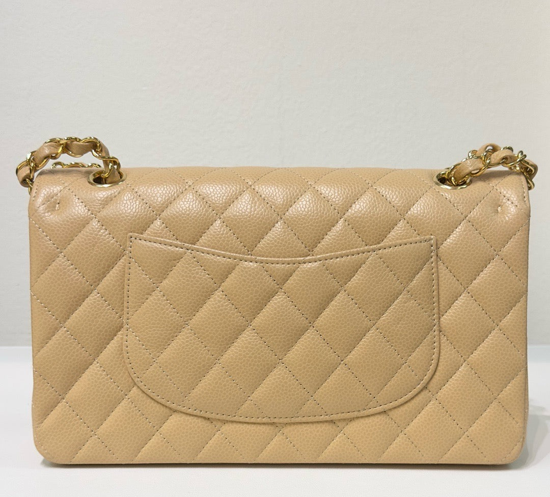 Chanel Medium Caviar Classic Double Flap Bag Beige