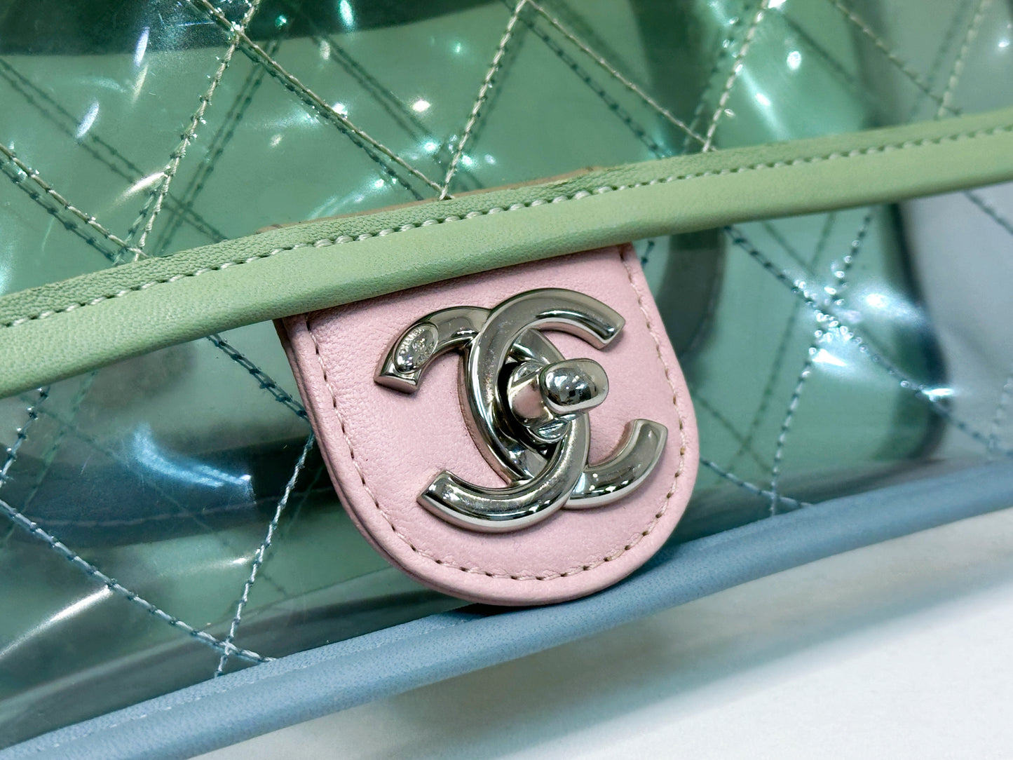Chanel Coco Splash PVC Mini Flap Bag Green/Blue/Pink 25499 holo
