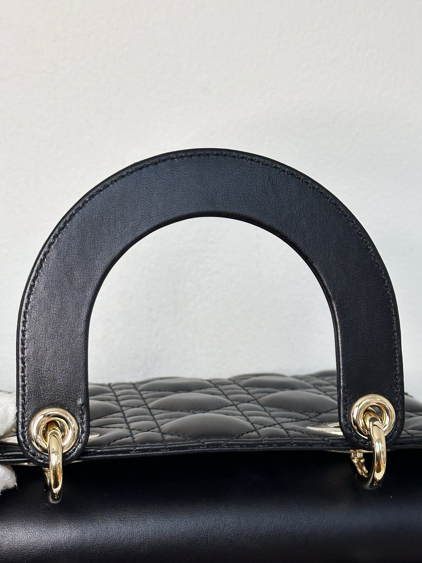 Christian Dior Small Cannage Lambskin My Lady Dior ABC Bag Black GHW