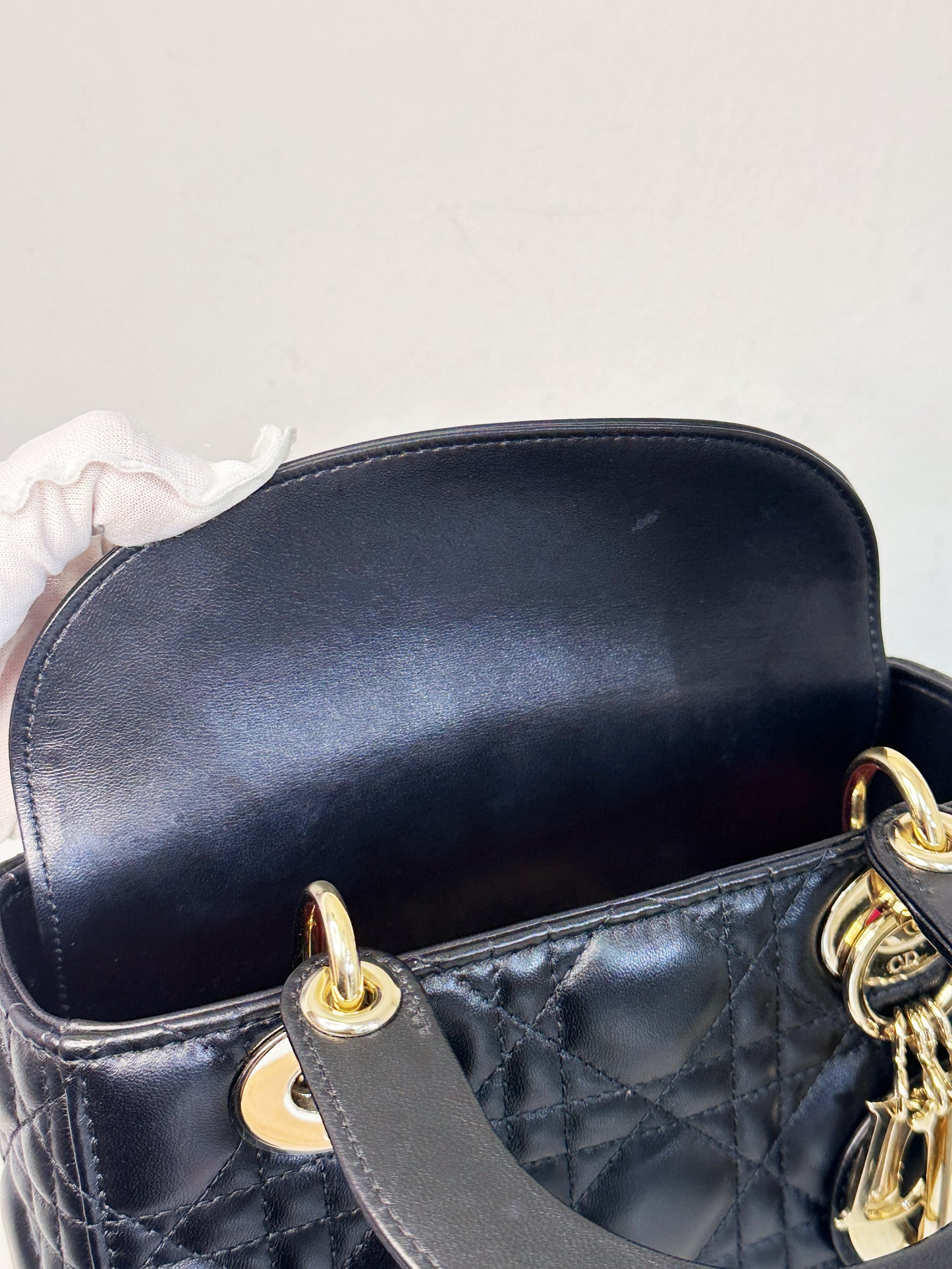 CHRISTIAN DIOR Lambskin Cannage Small My ABCDior Lady Dior Black GHW
