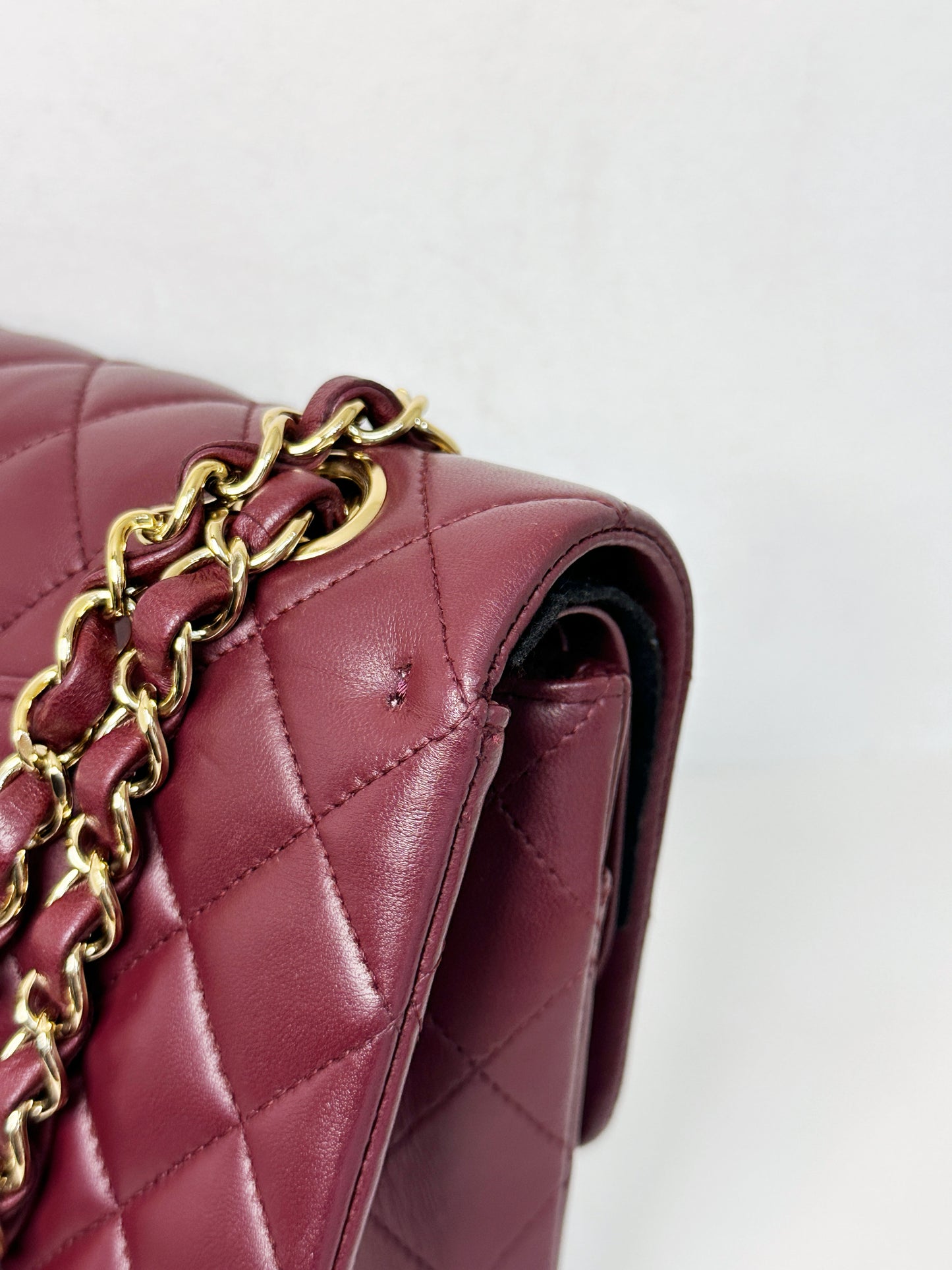 Chanel Classic Quilted Lambskin Medium Double Flap Bag Burgundy 2173 holo