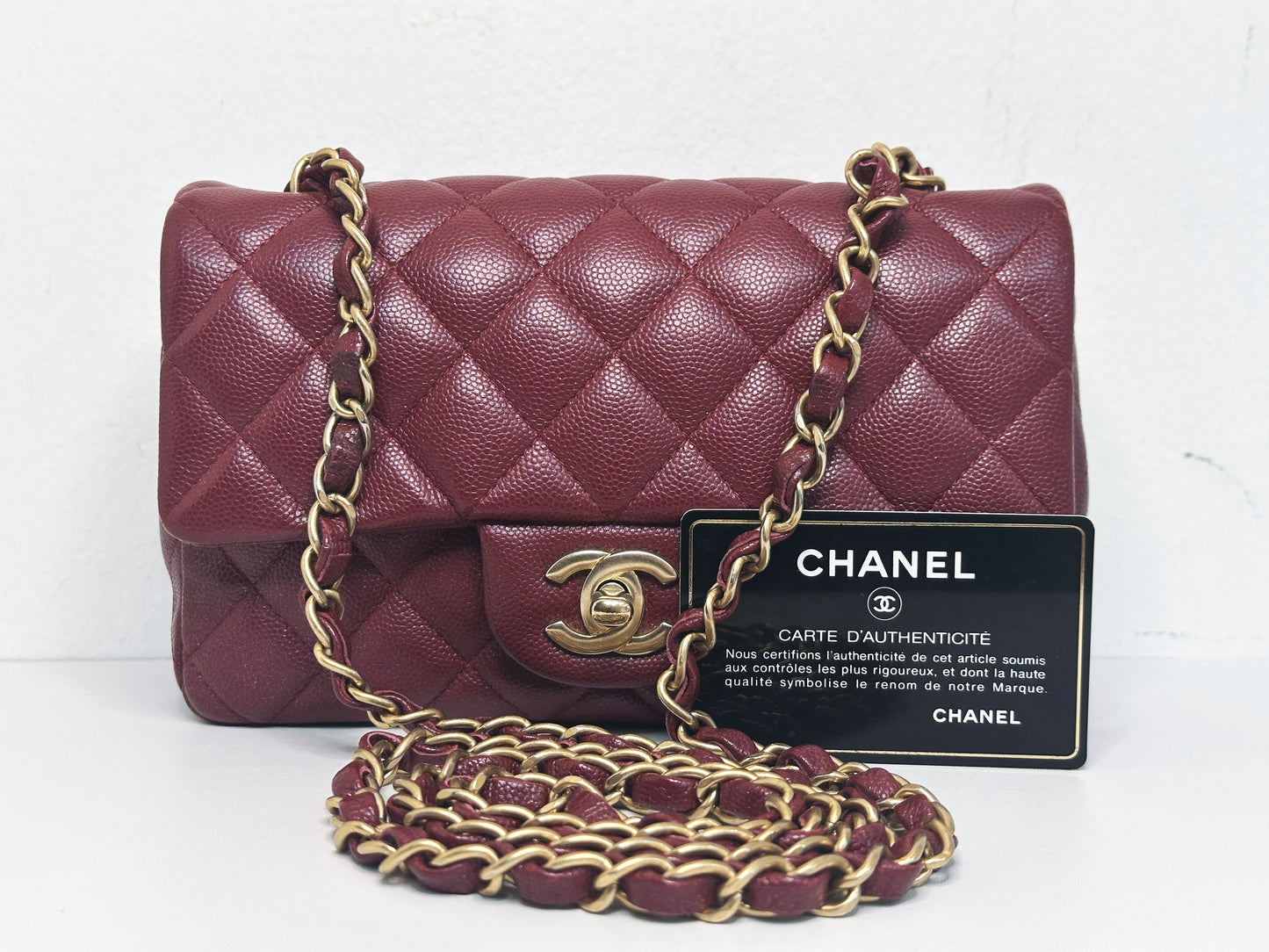 Chanel 18C Timeless Classic Mini Rectangular Flap Iridescent 2512 holo card