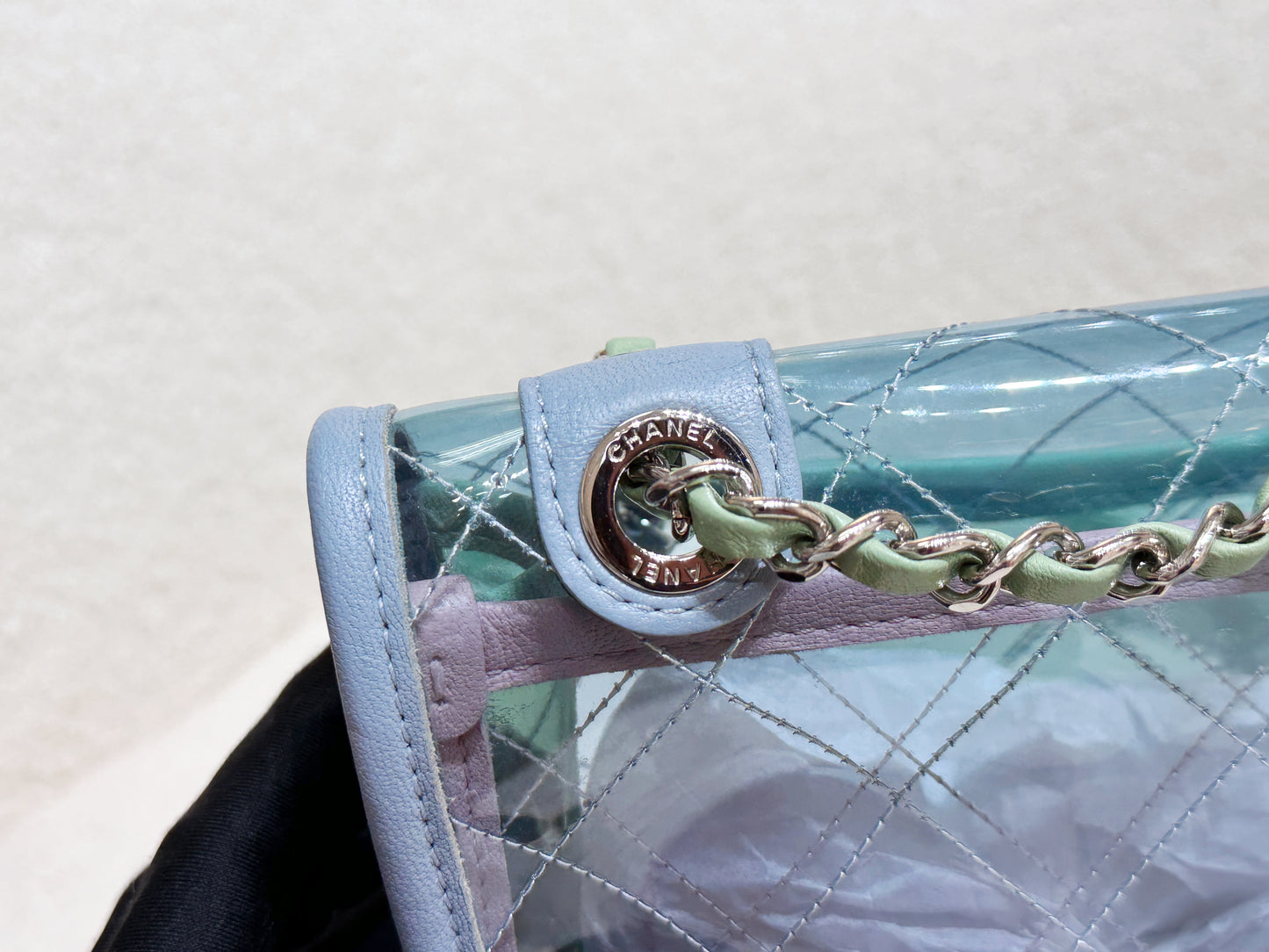 Chanel Coco Splash PVC Medium Flap Bag Blue/Green/Pink 2562 holo