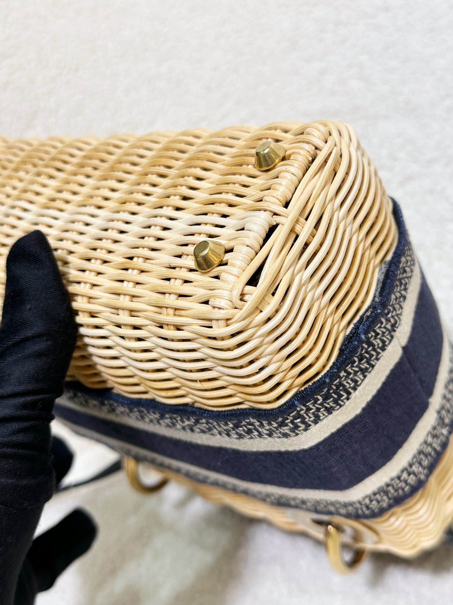 Christian Dior Bicolor Wicker Jacquard Mini Lady Dior Bag