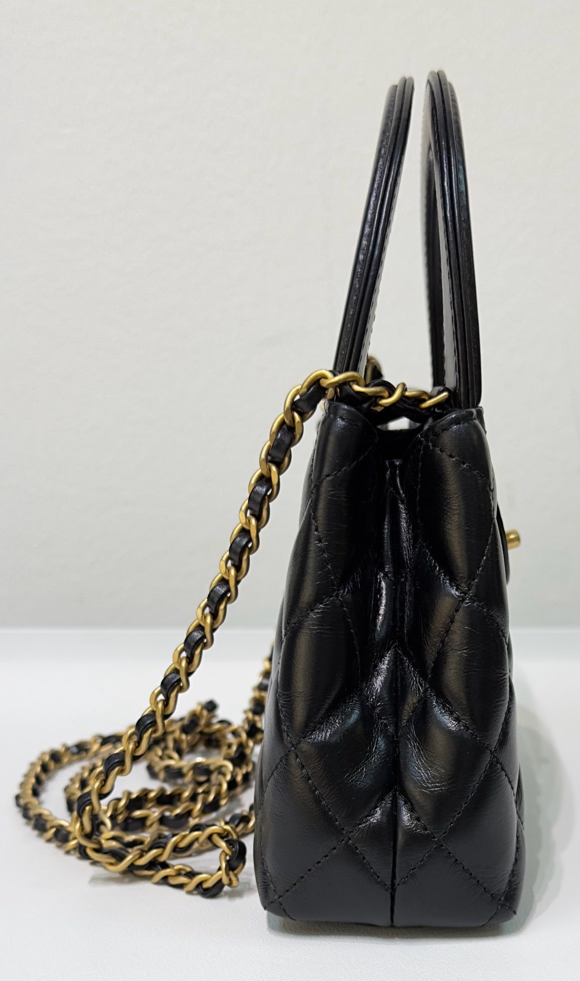 Chanel Lambskin Kelly Shopping Bag Black GHW 19cm