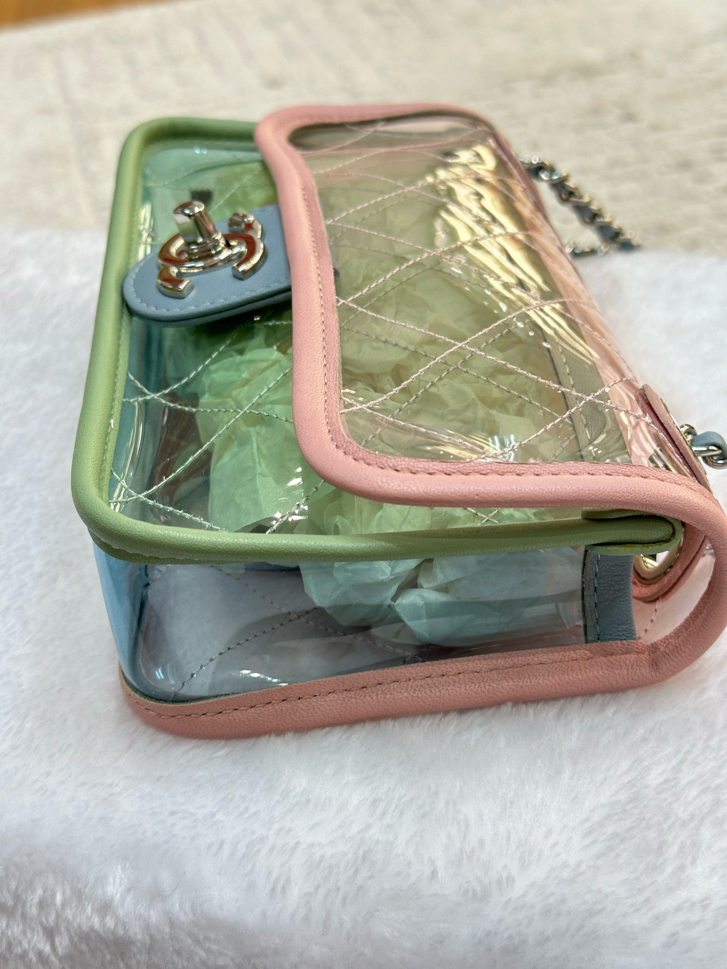 Chanel Mini Coco Splash PVC Flap Bag Pink/Green/Blue SHW