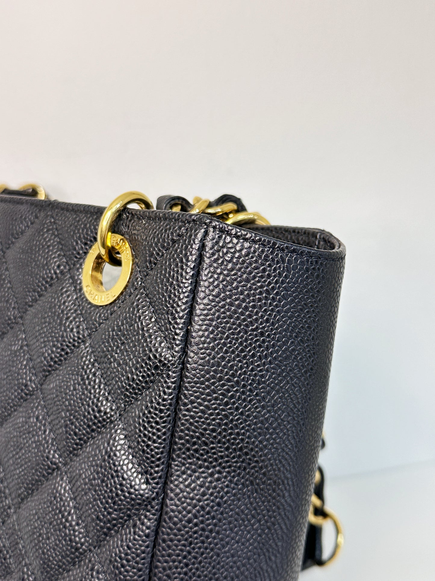 Chanel Caviar Quilted Petit Shopping Tote PST Black GHW 1602 holo card