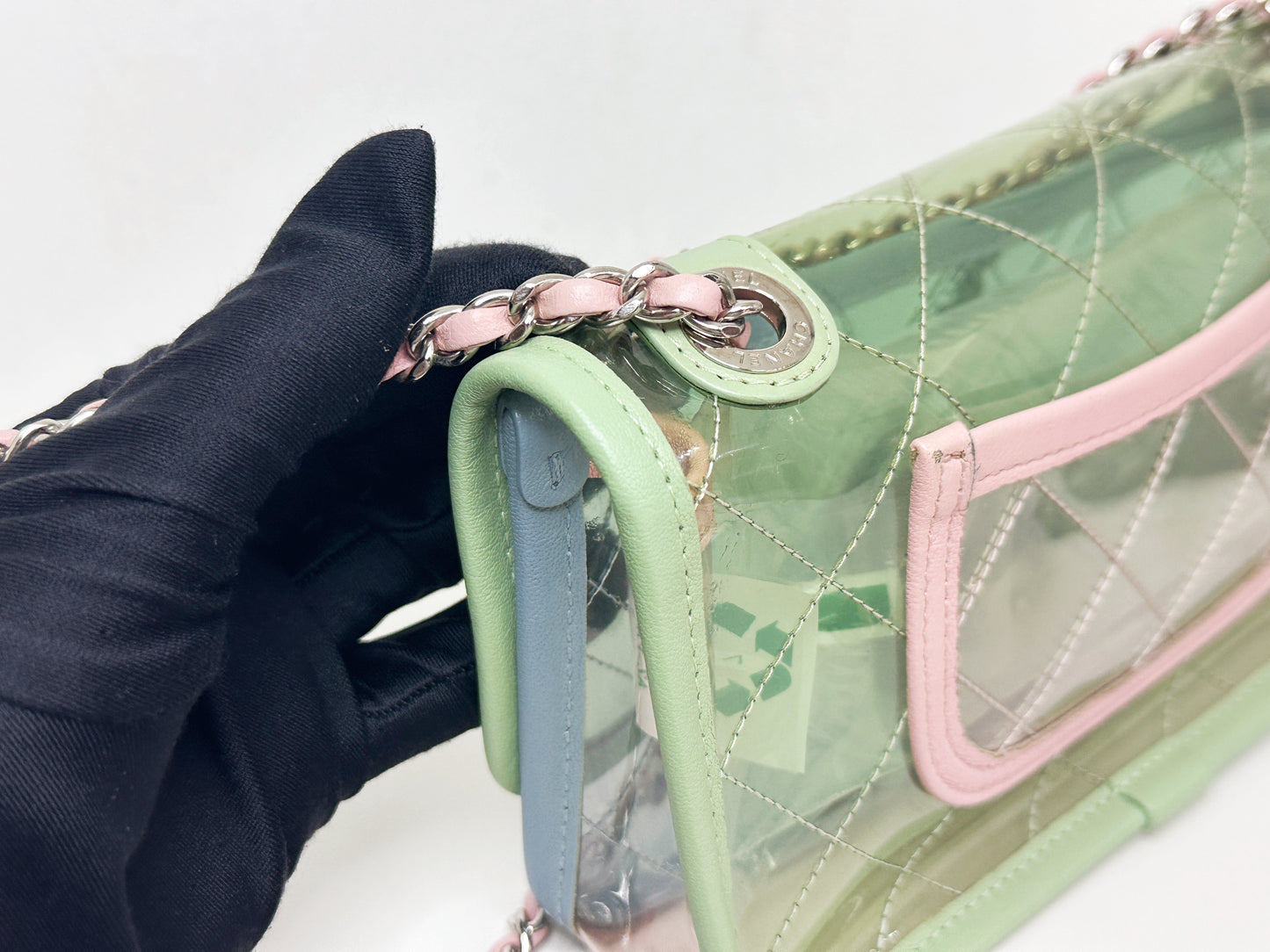 Chanel Coco Splash PVC Mini Flap Bag Green/Blue/Pink 2569 holo
