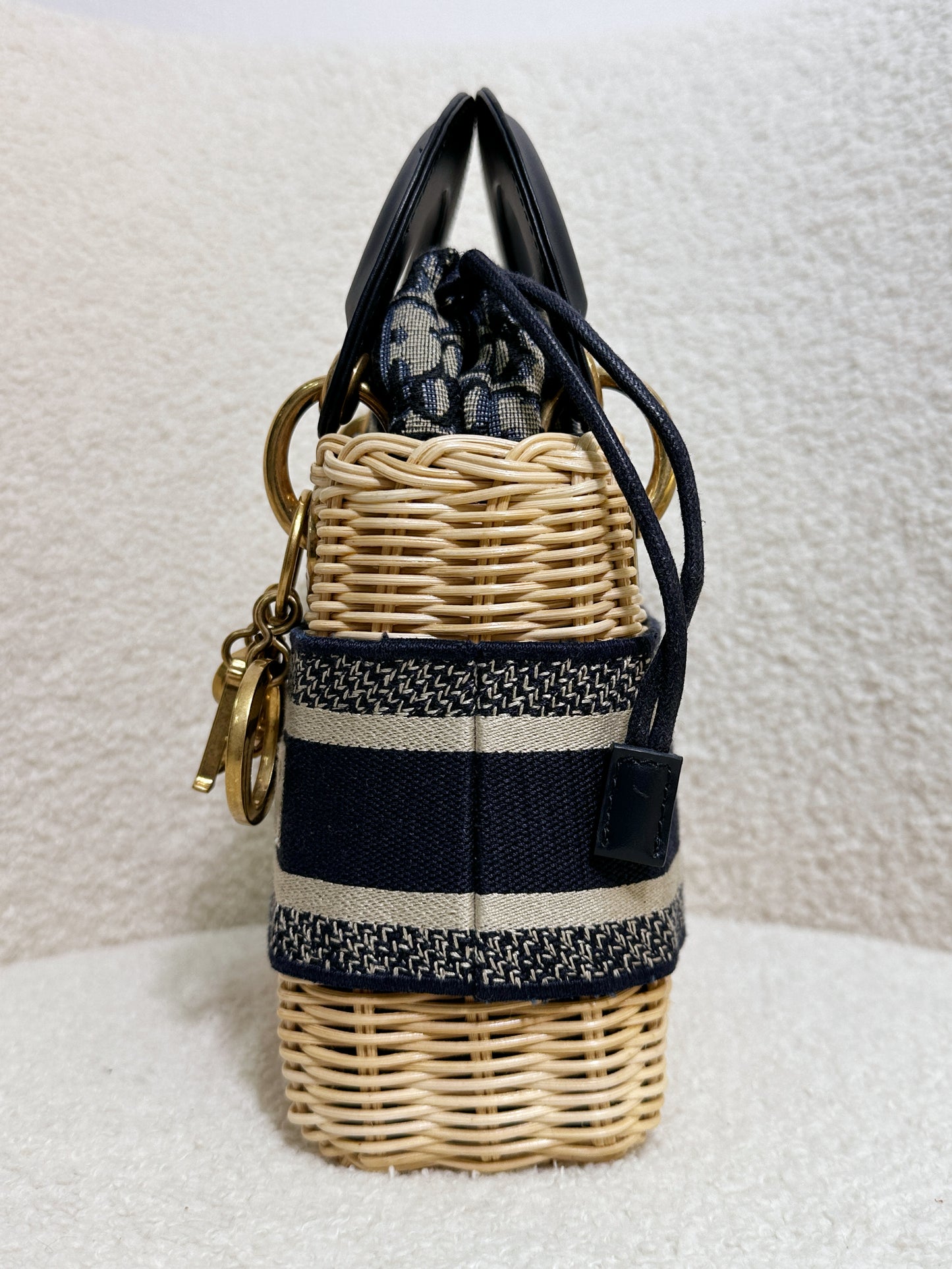Christian Dior Bicolor Wicker Jacquard Mini Lady Dior Bag