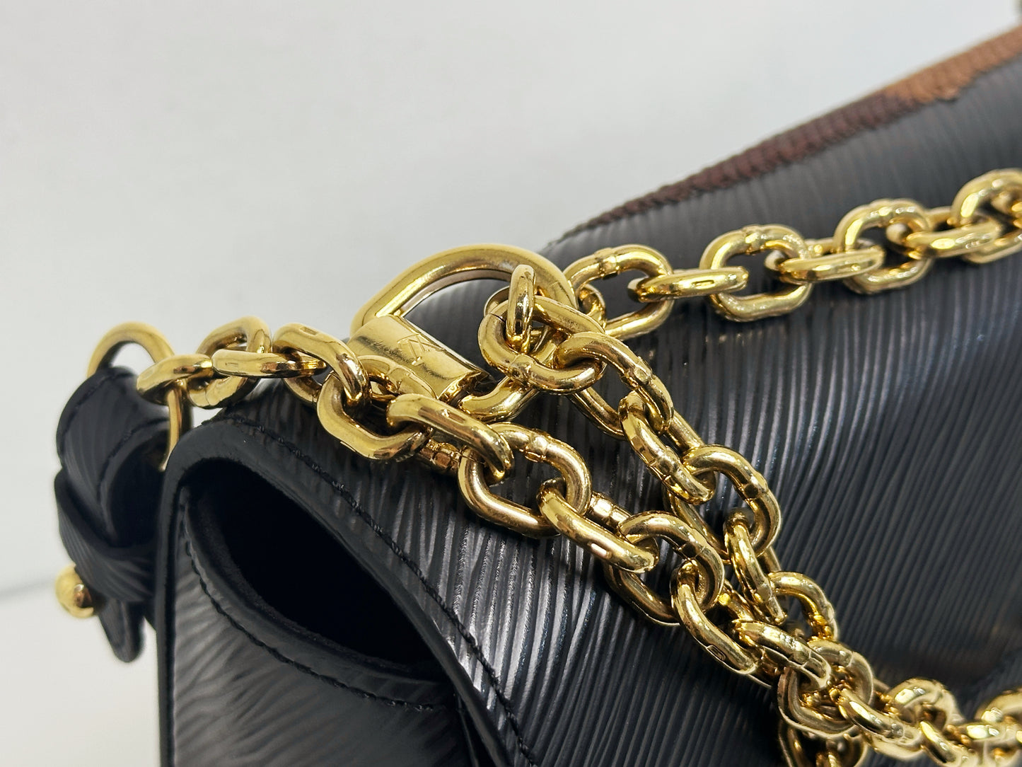Louis Vuitton Black Epi Leather Sequin Owl MM Twist Bag