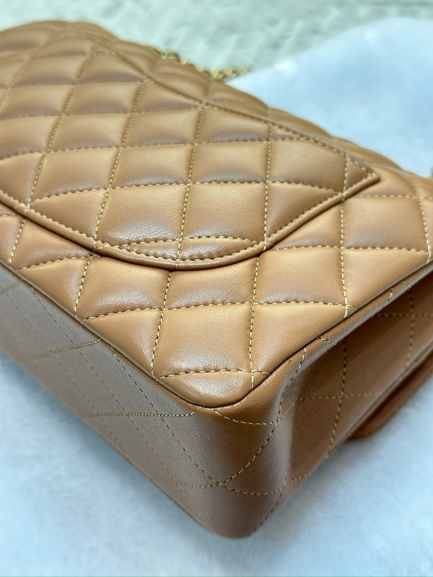 Chanel Small Lambskin Classic Double Flap Bag Dark Beige LGHW