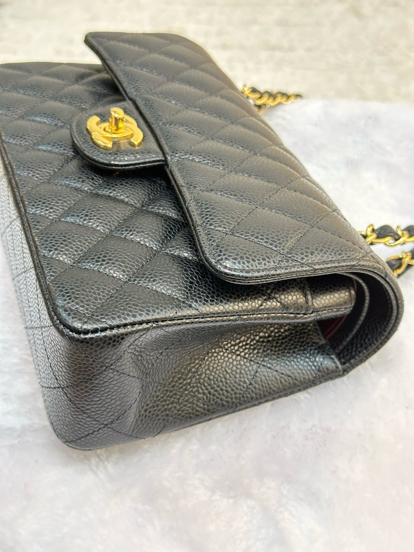 Chanel Small Classic Quilted Caviar Double Flap Bag Black 2022 year