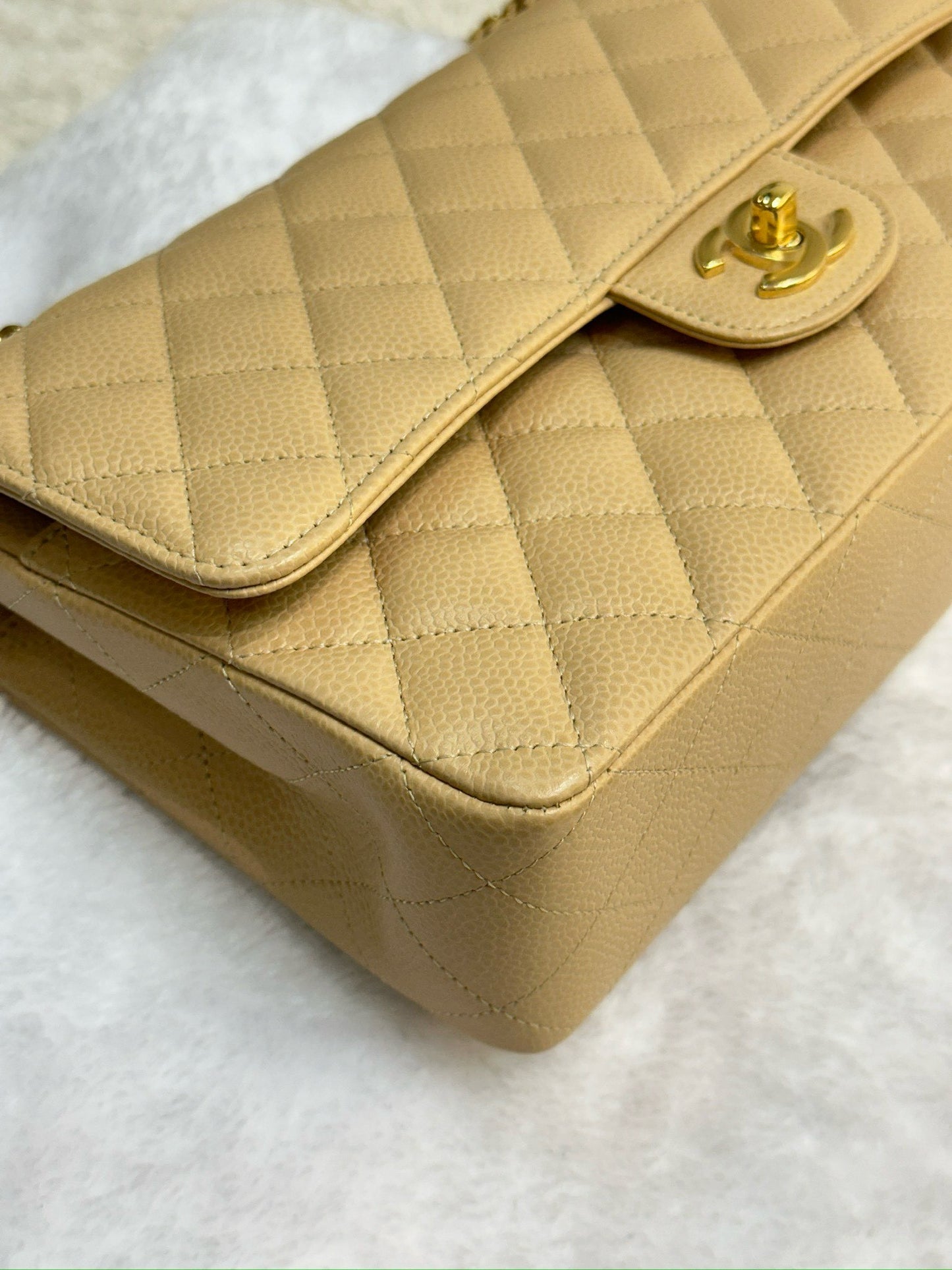 Chanel Medium Caviar Classic Double Flap Bag Beige