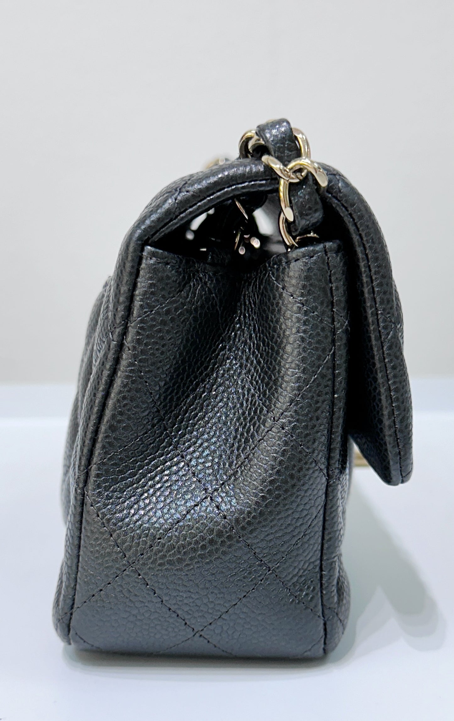 Chanel Classic Mini Rectangular 18S Dark Gray/Grey Quilted Caviar LGHW