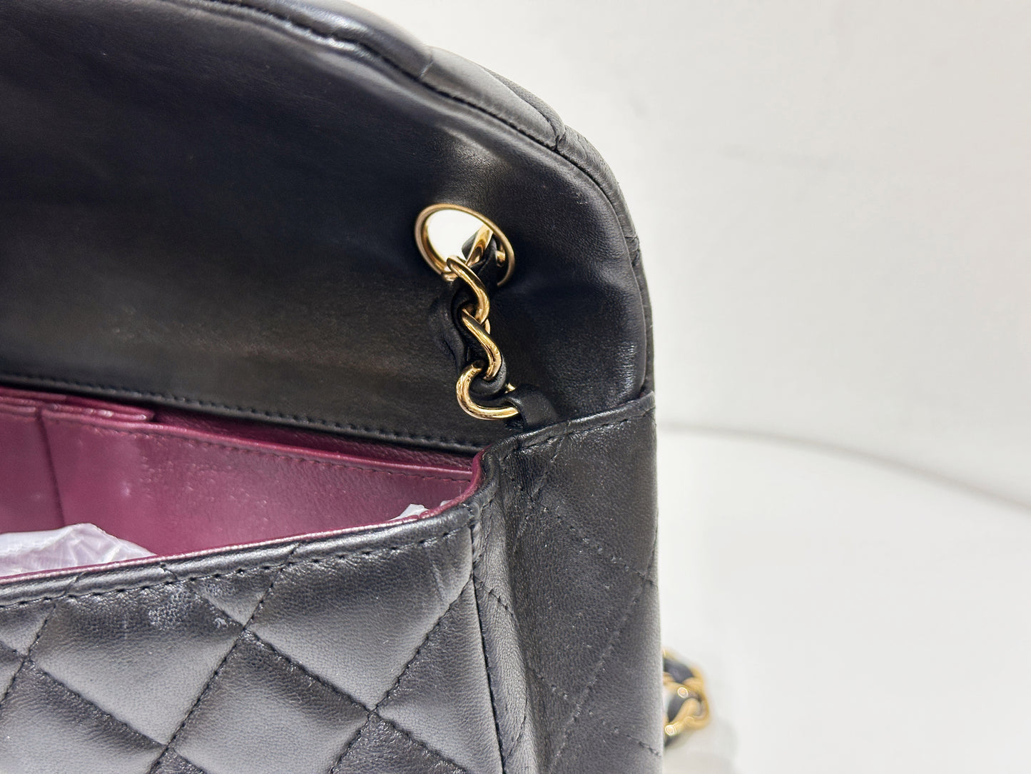 Chanel Lambskin East West Flap Bag Black GHW 1411 holo card
