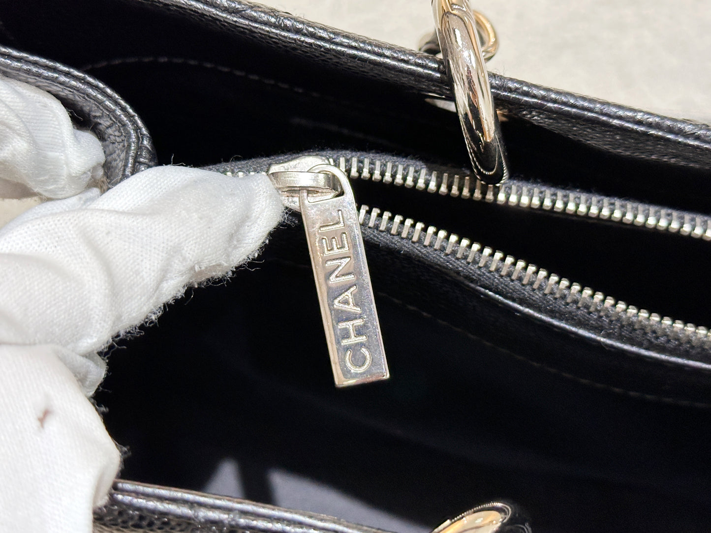 Chanel Caviar Grand Shopping Tote GST Black SHW 1594 holo card