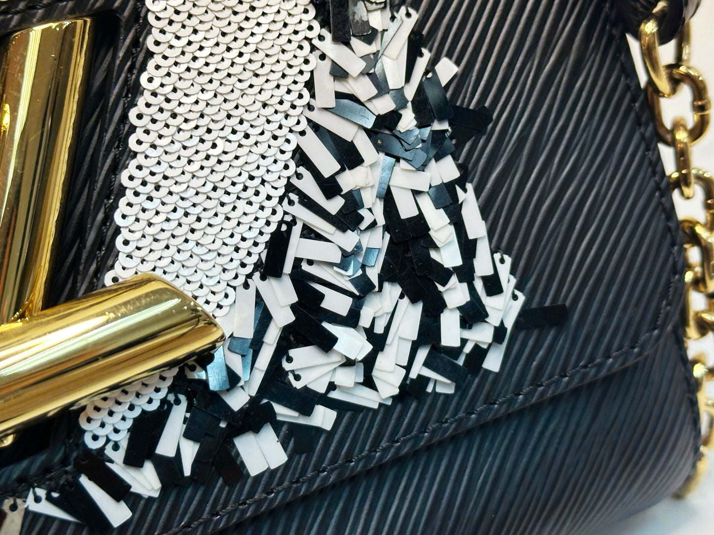 Louis Vuitton Black Epi Leather Sequin Owl MM Twist Bag