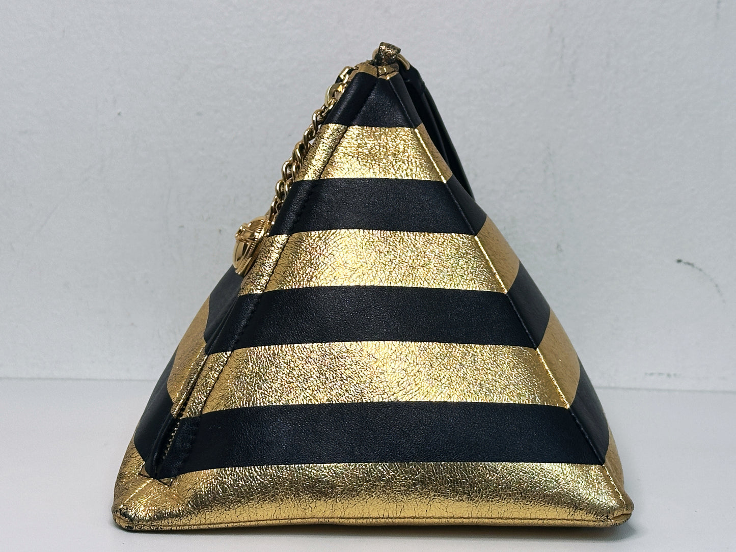 Chanel Metallic Lambskin CC Kheops Pyramid Bag Gold Black 2809 holo