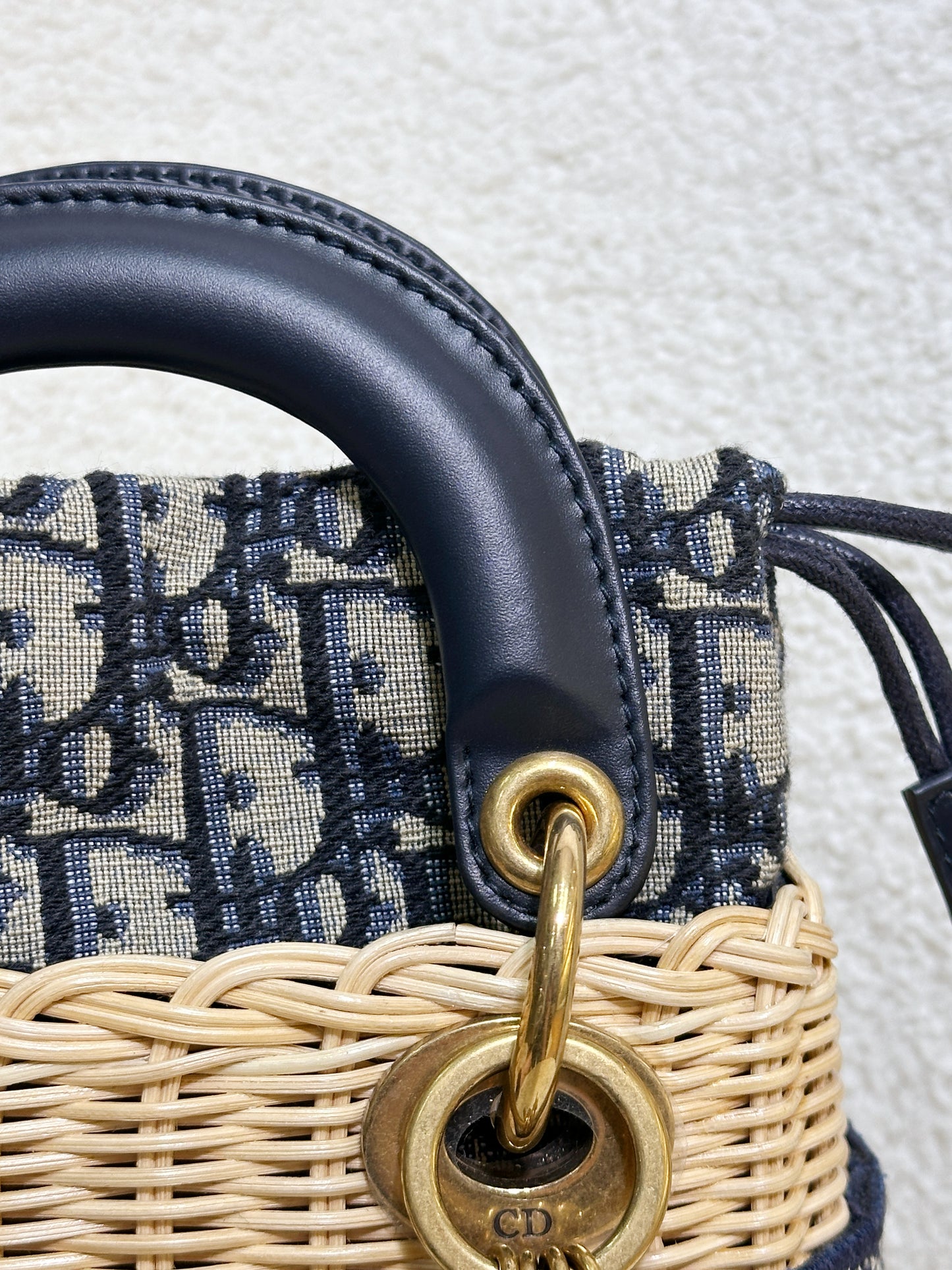 Christian Dior Bicolor Wicker Jacquard Mini Lady Dior Bag