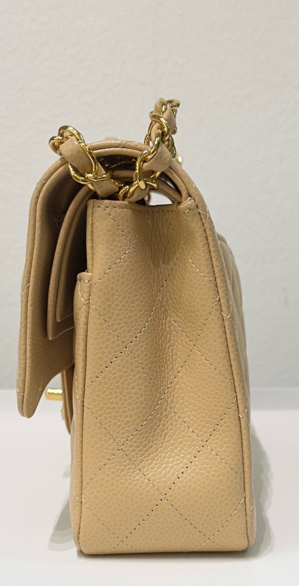 Chanel Medium Caviar Classic Double Flap Bag Beige
