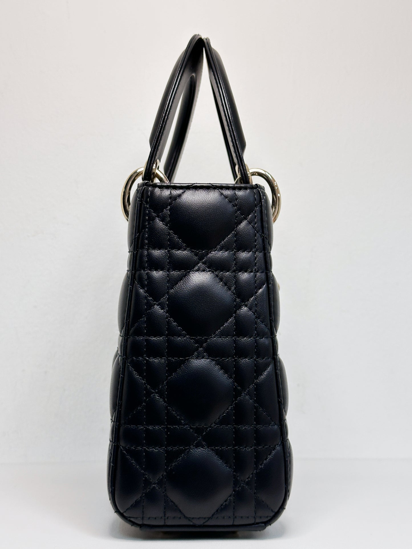 Christian Dior Small Cannage Lambskin My Lady Dior ABC Bag Black GHW