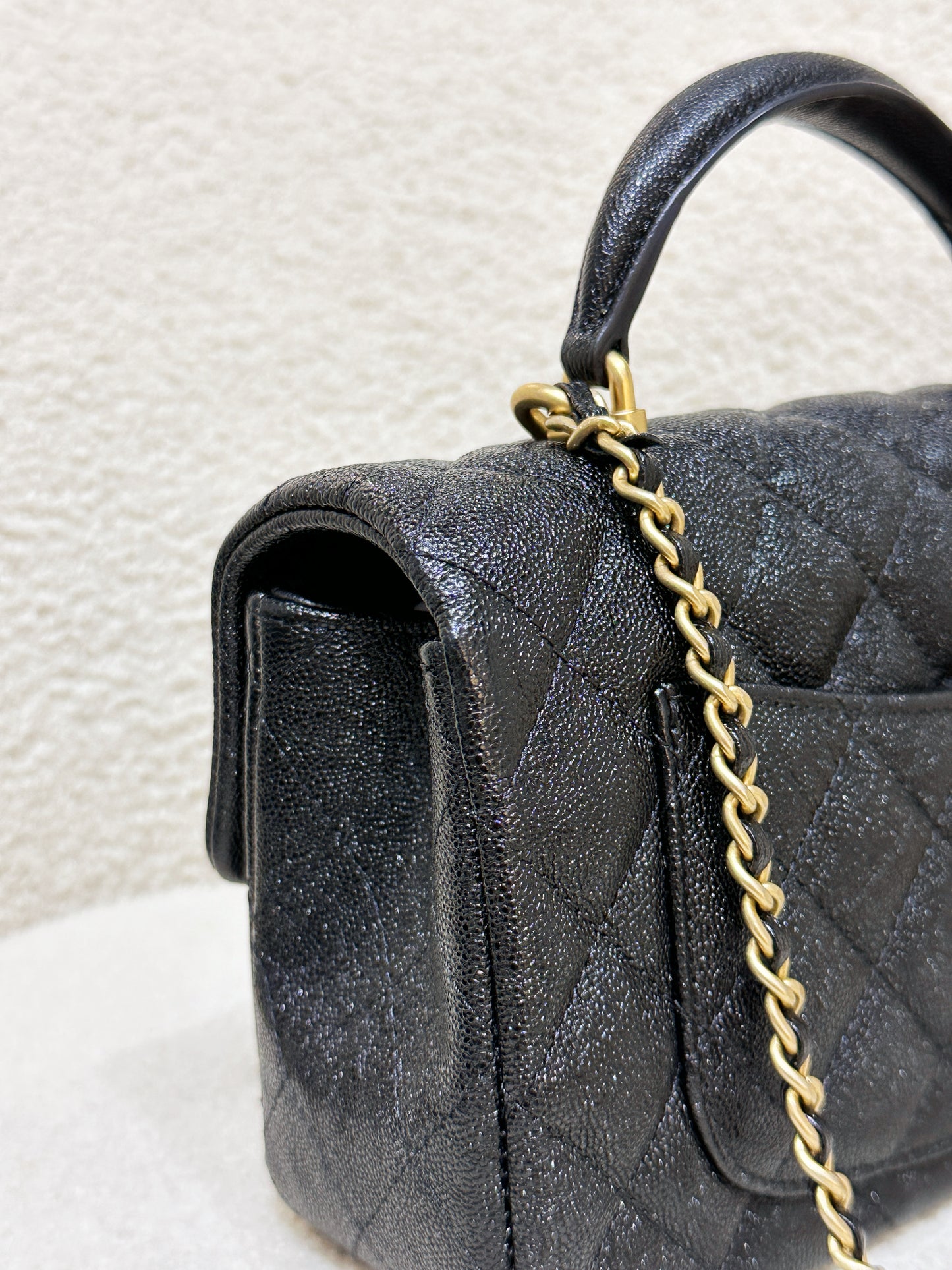 Chanel Mini Rectangular Top Handle Flap Bag Black Caviar GHW 3126 holo card