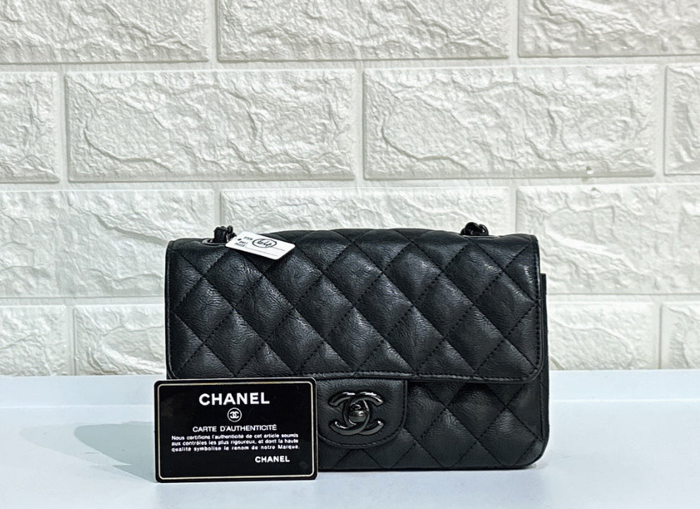 Chanel Mini Rectangle Black Calfskin BHW