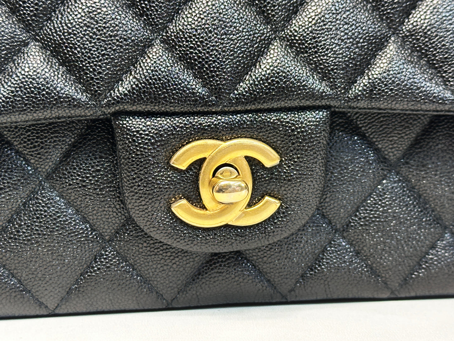 Chanel Mini Rectangular Top Handle Flap Bag Black Caviar GHW 3129 holo card