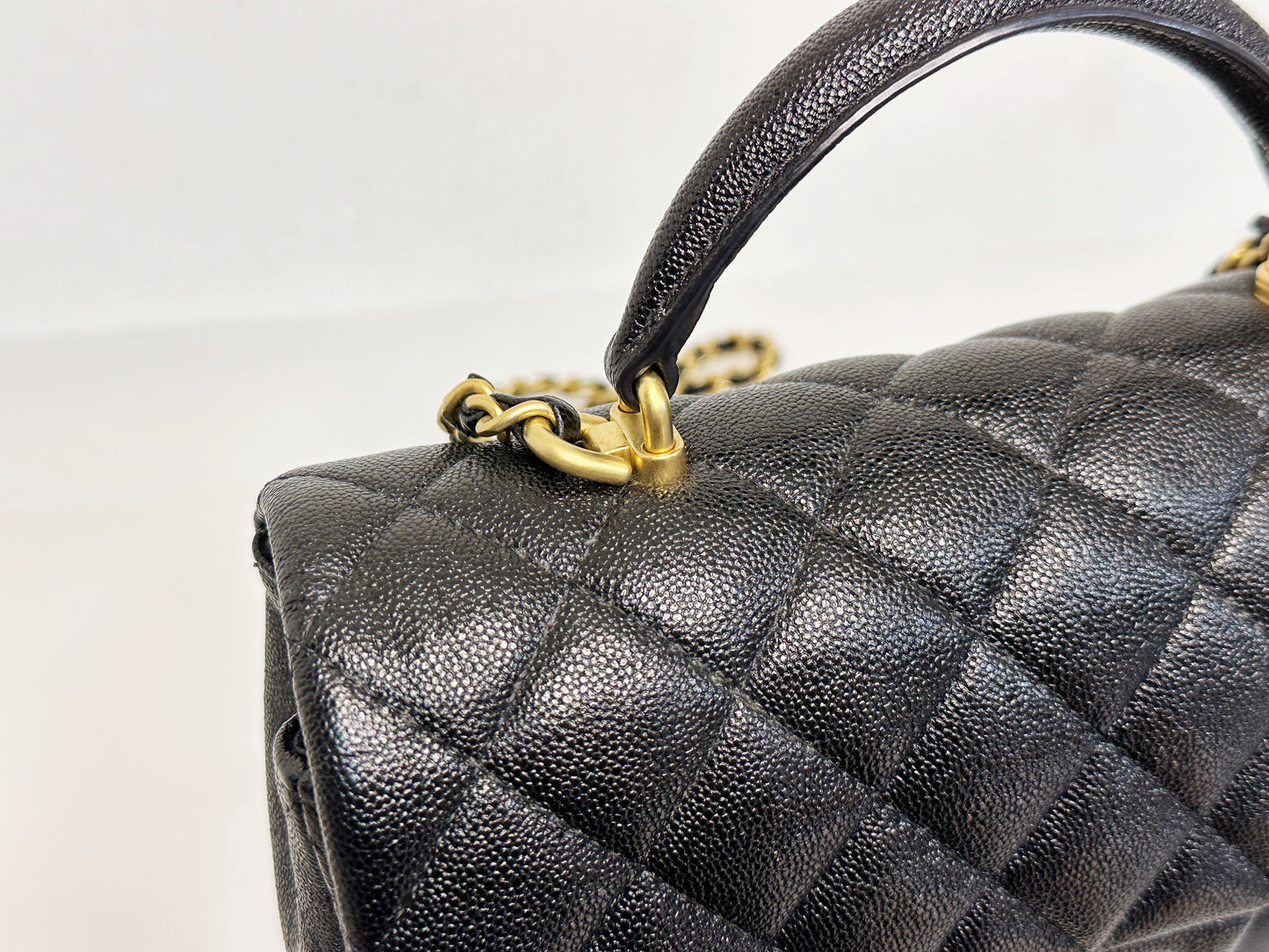 Chanel Mini Rectangular Top Handle Flap Bag Black Caviar GHW 3129 holo card