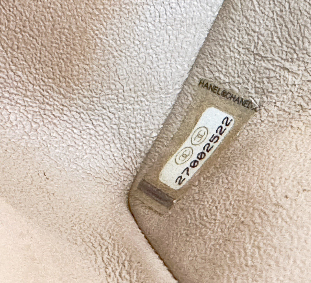 Chanel 19C Beige Small Grained Calfskin &Sliver Timeless Classic Chevron