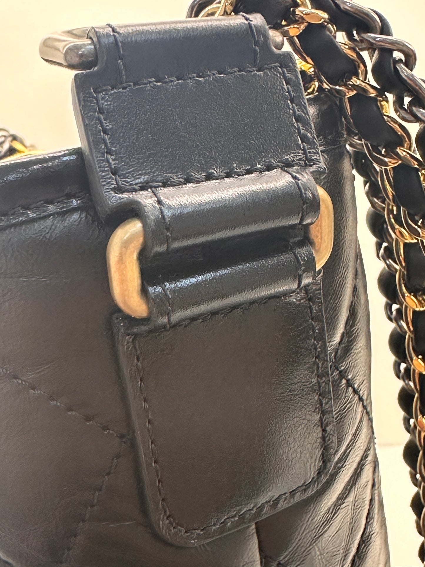 Chanel Quilted Medium Gabrielle Hobo Black Aged Calfskin Mixed Hardware
