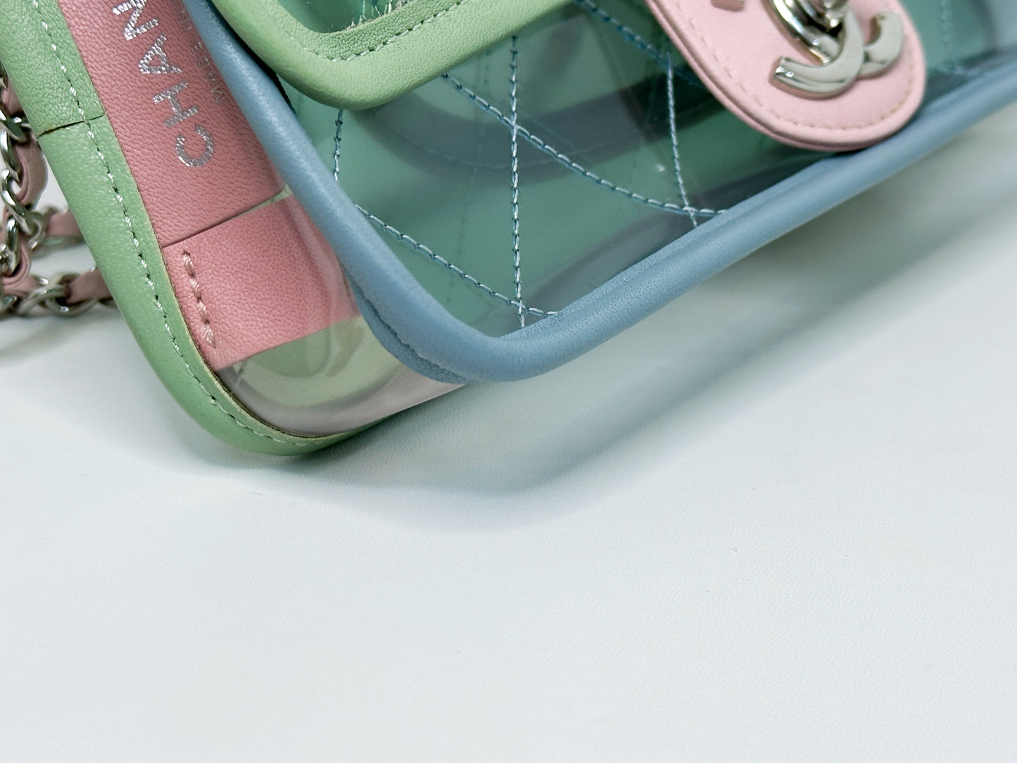 Chanel Coco Splash PVC Mini Flap Bag Green/Blue/Pink 25499 holo