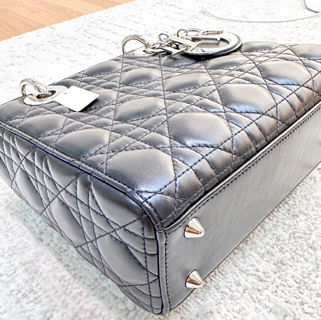 CHRISTIAN DIOR Lambskin Cannage Small My ABCDior Lady Dior Black SHW